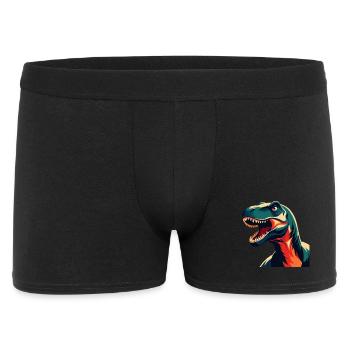 Dinosaurier Cartoon Figur Buntes Haustier Tier - Männer Boxer Shorts - Schwarz - Vorne