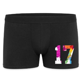 FARBIG NUMMER 17 BUNT 17. GEBURTSTAG - Männer Boxer Shorts - Schwarz - Vorne
