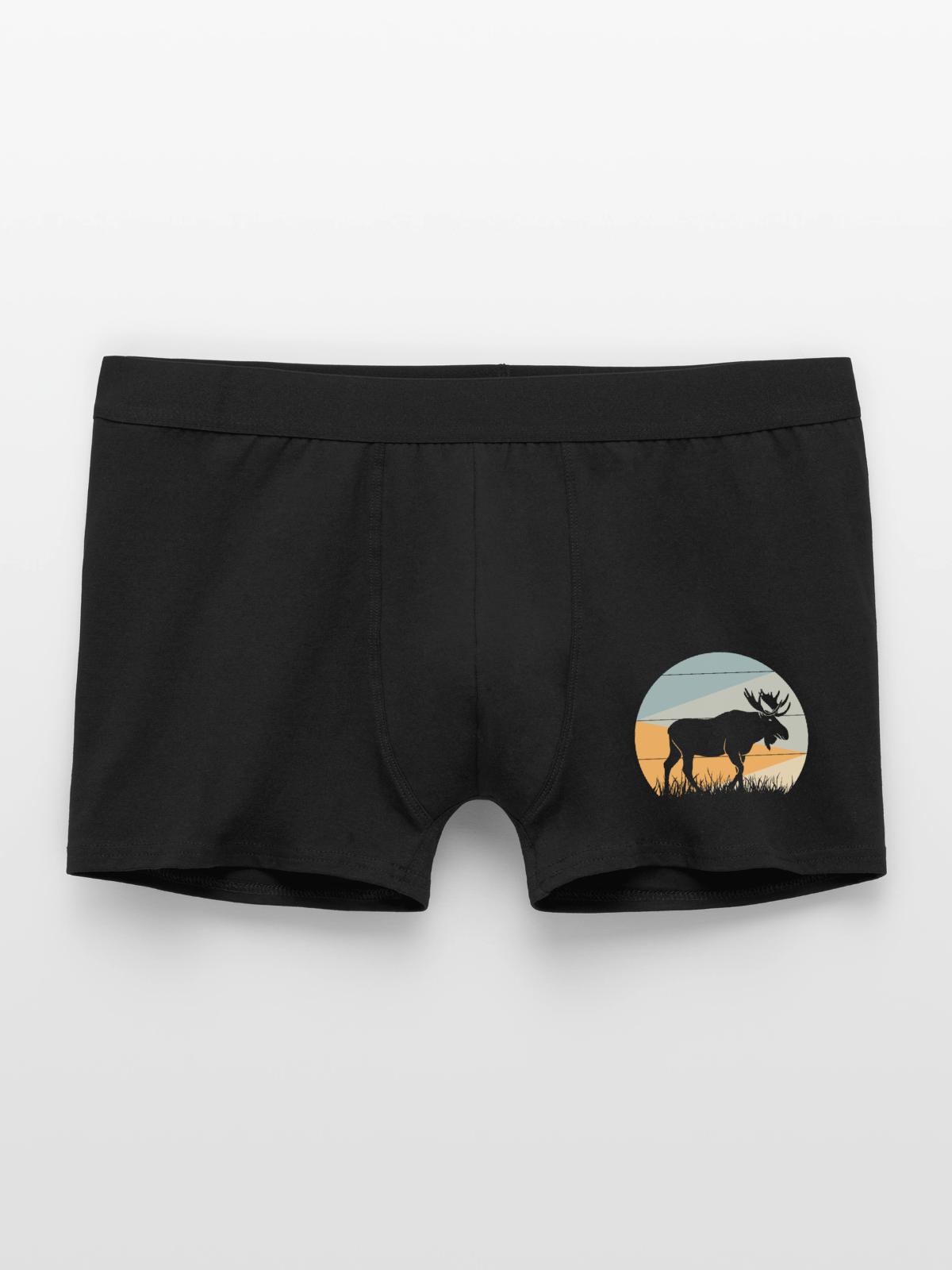 Elch - Männer Boxer Shorts - Schwarz - Vorne