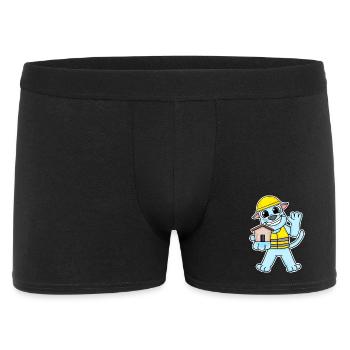 Bauherr Katze Richtfest Haus bauen Geschenk - Männer Boxer Shorts - Schwarz - Vorne