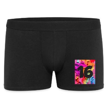 NR. 16 NUMMER 16 BUNT 16. GEBURTSTAG - Männer Boxer Shorts - Schwarz - Vorne
