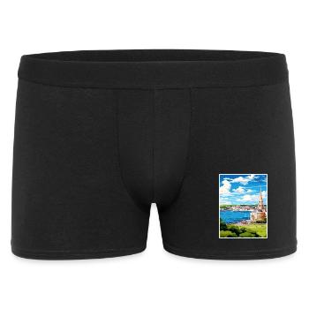 Plymouth England Vintage Reiseposter Souvenir - Männer Boxer Shorts - Schwarz - Vorne