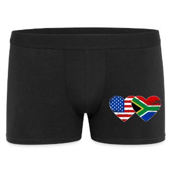 USA Südafrika Flagge Herzform used - Männer Boxer Shorts - Schwarz - Vorne