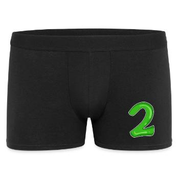 Nummer 2 Grün - Männer Boxer Shorts - Schwarz - Vorne