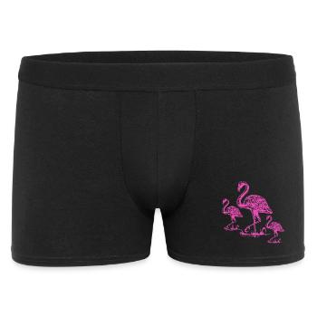 Pink Flamingo - Männer Boxer Shorts - Schwarz - Vorne