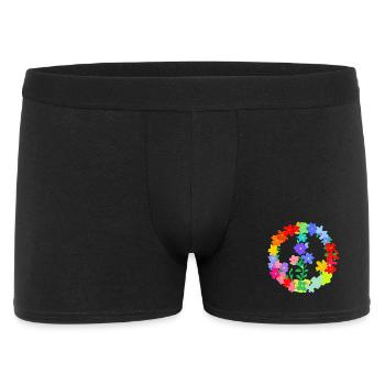 Hippi Blumenkranz Frieden und Liebe - Männer Boxer Shorts - Schwarz - Vorne