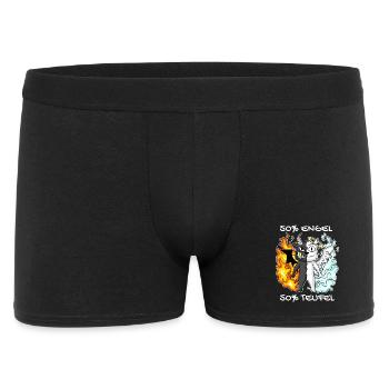 Katze Kater Engel Teufel Engel Böse Niedlich Miau - Männer Boxer Shorts - Schwarz - Vorne