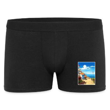 Nazare Portugal Vintage Reiseposter WPA Souvenir - Männer Boxer Shorts - Schwarz - Vorne