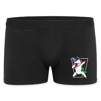 Unicorn Dab mit Regenbogen - Männer Boxer Shorts - Schwarz - Vorne