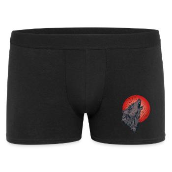 Heulender Wolf, Vollmond - Männer Boxer Shorts - Schwarz - Vorne