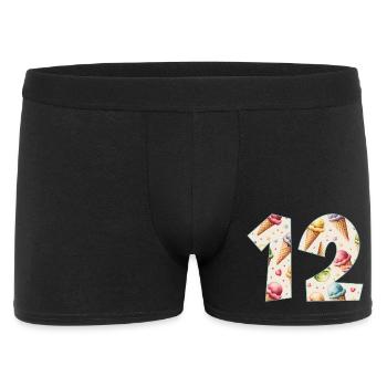 EISCREME NUMMER 12 JAHRE EIS 12. GEBURTSTAG - Männer Boxer Shorts - Schwarz - Vorne