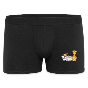 Süße Tiere Zoo Zebra Affe Giraffe Hippo Löwe - Männer Boxer Shorts - Schwarz - Vorne