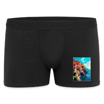 Cinque Terre Italien Vintage Reise Poster Souvenir - Männer Boxer Shorts - Schwarz - Vorne