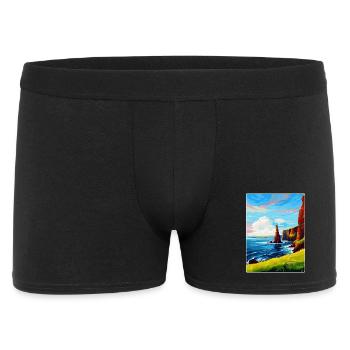 Duncansby Stacks Schottland UK Vintage Reiseposter - Männer Boxer Shorts - Schwarz - Vorne