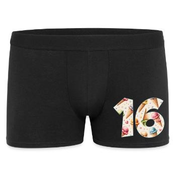 EISCREME NUMMER 16 JAHRE EIS 16. GEBURTSTAG - Männer Boxer Shorts - Schwarz - Vorne