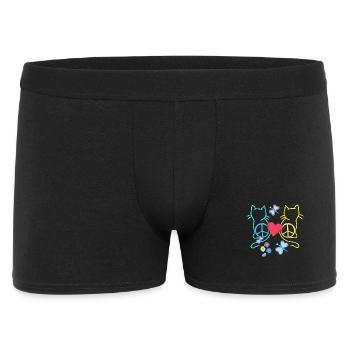 Retro Hippie Katzen Peace Katze Vintage Hippies - Männer Boxer Shorts - Schwarz - Vorne