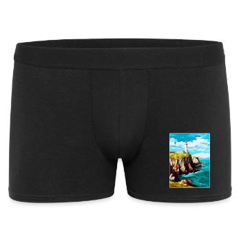 South Stack Cliffs Anglesey Vintage Reiseposter - Männer Boxer Shorts - Schwarz - Vorne