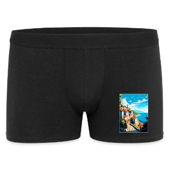 Ston Kroatien Vintage Reiseposter WPA Souvenir - Männer Boxer Shorts - Schwarz - Vorne