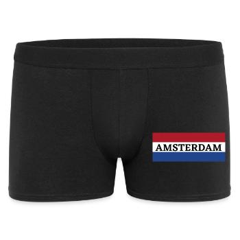 Amsterdam Stadt in niederländischer Flagge - Männer Boxer Shorts - Schwarz - Vorne