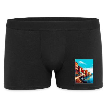 Costa Nova Portugal Vintage Reiseplakat Souvenir - Männer Boxer Shorts - Schwarz - Vorne