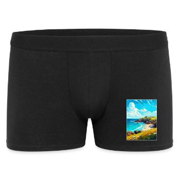 Cornwall England Uk Vintage Reiseplakat Souvenir - Männer Boxer Shorts - Schwarz - Vorne