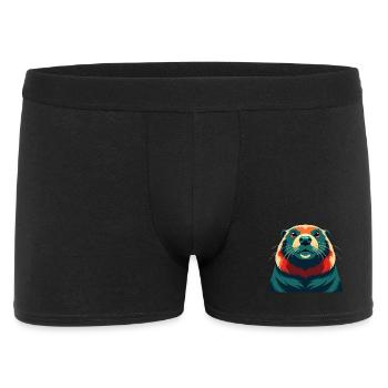 Biber Cartoon Figur Buntes Haustier Tier - Männer Boxer Shorts - Schwarz - Vorne