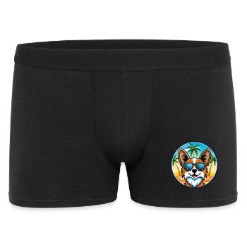 Papillon Hunderasse Cartoon Sonnenbrille Strand - Männer Boxer Shorts - Schwarz - Vorne