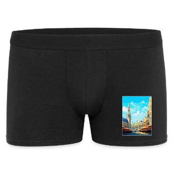 Brüssel Belgien Vintage Reiseplakat Souvenir - Männer Boxer Shorts - Schwarz - Vorne