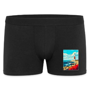 Portland Bill England Uk Reiseplakat Souvenir - Männer Boxer Shorts - Schwarz - Vorne