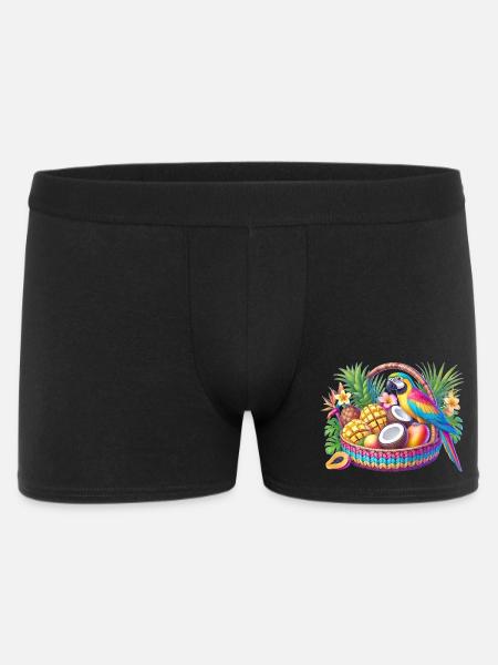 Obstkorb mit Papagei - Männer Boxer Shorts - Schwarz