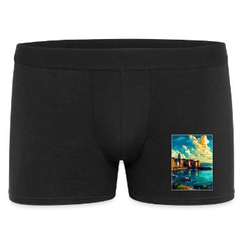 Ein Coruña Spanien Vintage Reiseplakat Souvenir WPA - Männer Boxer Shorts - Schwarz - Vorne