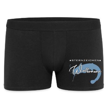 Sternzeichen Wallermann lustiger Wallerspruch Wels - Männer Boxer Shorts - Schwarz - Vorne
