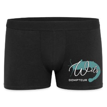 Welsdompteur Welsflüsterer Welsangler - Männer Boxer Shorts - Schwarz - Vorne