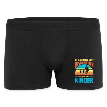 Papa 2 Kinder Geschenk Spruch Vater Geburtstag - Männer Boxer Shorts - Schwarz - Vorne
