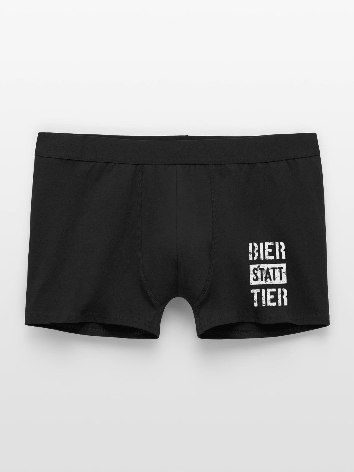 BIER STATT TIER - Männer Boxer Shorts - Schwarz - Vorne