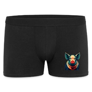 Cochon Personnage De Dessin Animé Animal De Compagnie Coloré - Boxer Homme - noir - Devant
