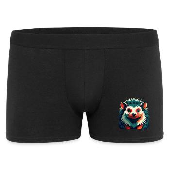 Igel Zeichentrickfigur Buntes Haustier Tier - Männer Boxer Shorts - Schwarz - Vorne