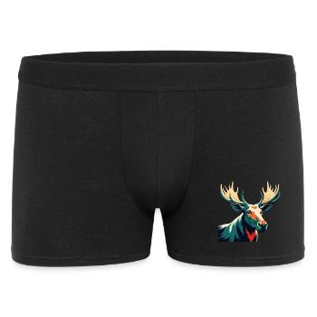 Elch Cartoon Figur Buntes Haustier Tier - Männer Boxer Shorts - Schwarz - Vorne