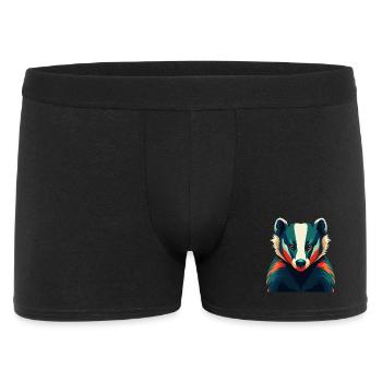 Dachs Zeichentrickfigur Buntes Haustier Tier - Männer Boxer Shorts - Schwarz - Vorne