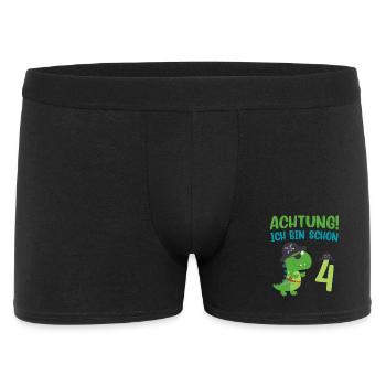 Ich bin 4 Jahre alt Dino Geburtstagsgeschenk - Männer Boxer Shorts - Schwarz - Vorne