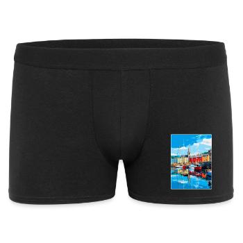 Padstow Cornwall, England, Vereinigtes Königreich, Reiseposter, Souvenir - Männer Boxer Shorts - Schwarz - Vorne