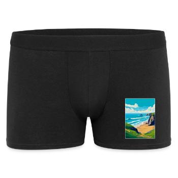 Bedruthan Steps Cornwall England Uk Reiseplakat - Männer Boxer Shorts - Schwarz - Vorne