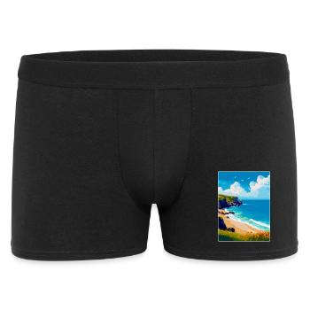 Porthcurno Beach, Cornwall, England, Vereinigtes Königreich, Reiseplakat - Männer Boxer Shorts - Schwarz - Vorne