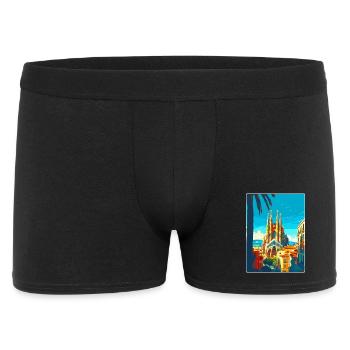 Barcelona Spain Vintage Travel Poster Souvenir WPA - Men's Boxer Shorts - black - Front