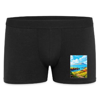Isle Of Rum Schottland UK Vintage Reiseposter WPA - Männer Boxer Shorts - Schwarz - Vorne