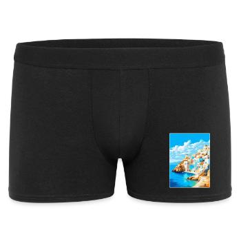 Karpathos Griechenland Vintage Reiseplakat Souvenir - Männer Boxer Shorts - Schwarz - Vorne
