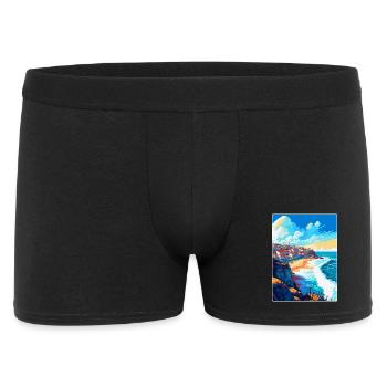 Nazare Portugal Vintage Reiseplakat Souvenir WPA - Männer Boxer Shorts - Schwarz - Vorne