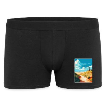 Insel Sylt Deutschland Vintage Reiseplakat Souvenir - Männer Boxer Shorts - Schwarz - Vorne