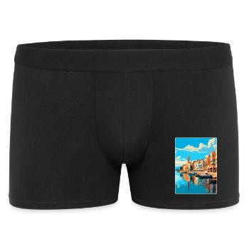 Rethymno Griechenland Vintage Reiseplakat Souvenir WPA - Männer Boxer Shorts - Schwarz - Vorne