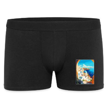 Santorin Grèce Affiche de voyage vintage souvenir - Boxer Homme - noir - Devant